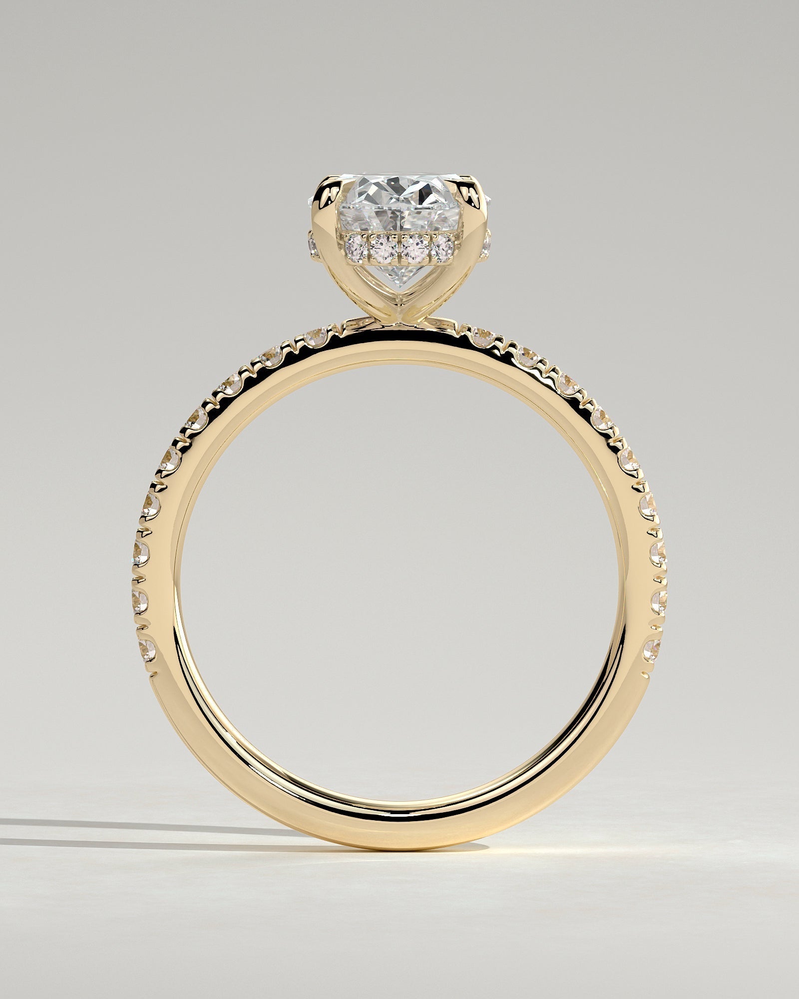 Oval Hidden Halo & Pave Lab Grown Diamond Engagement Ring