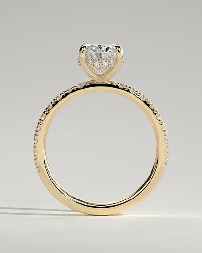 Oval Hidden Halo & Pave Lab Grown Diamond Engagement Ring