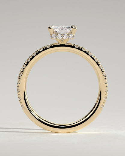 Radiant Hidden Halo and Pave Lab Grown Diamond Engagement Ring