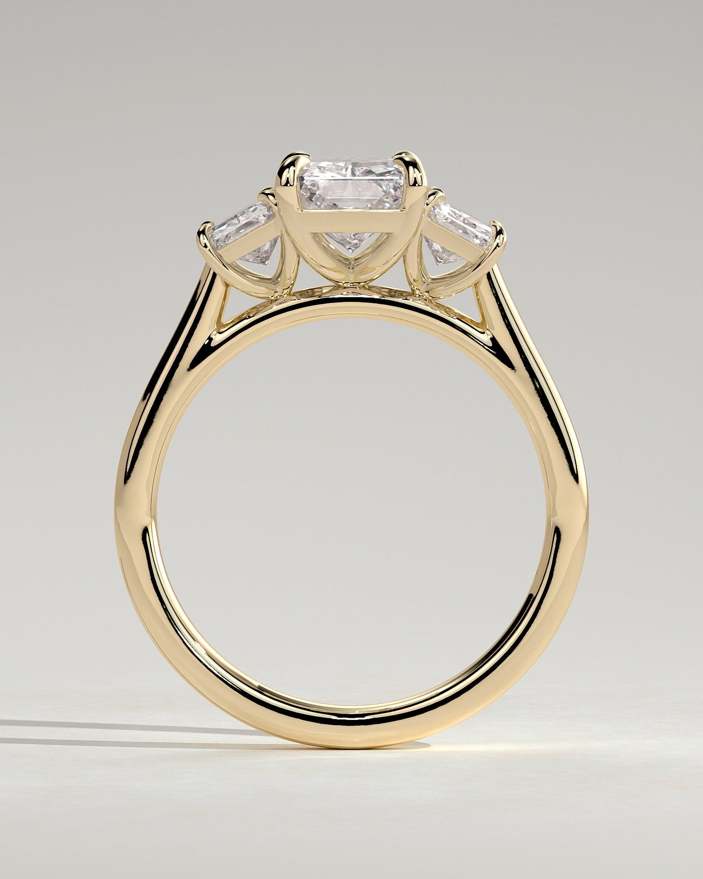 Radiant Three Stones Lab Grown Diamond Engagement Ring