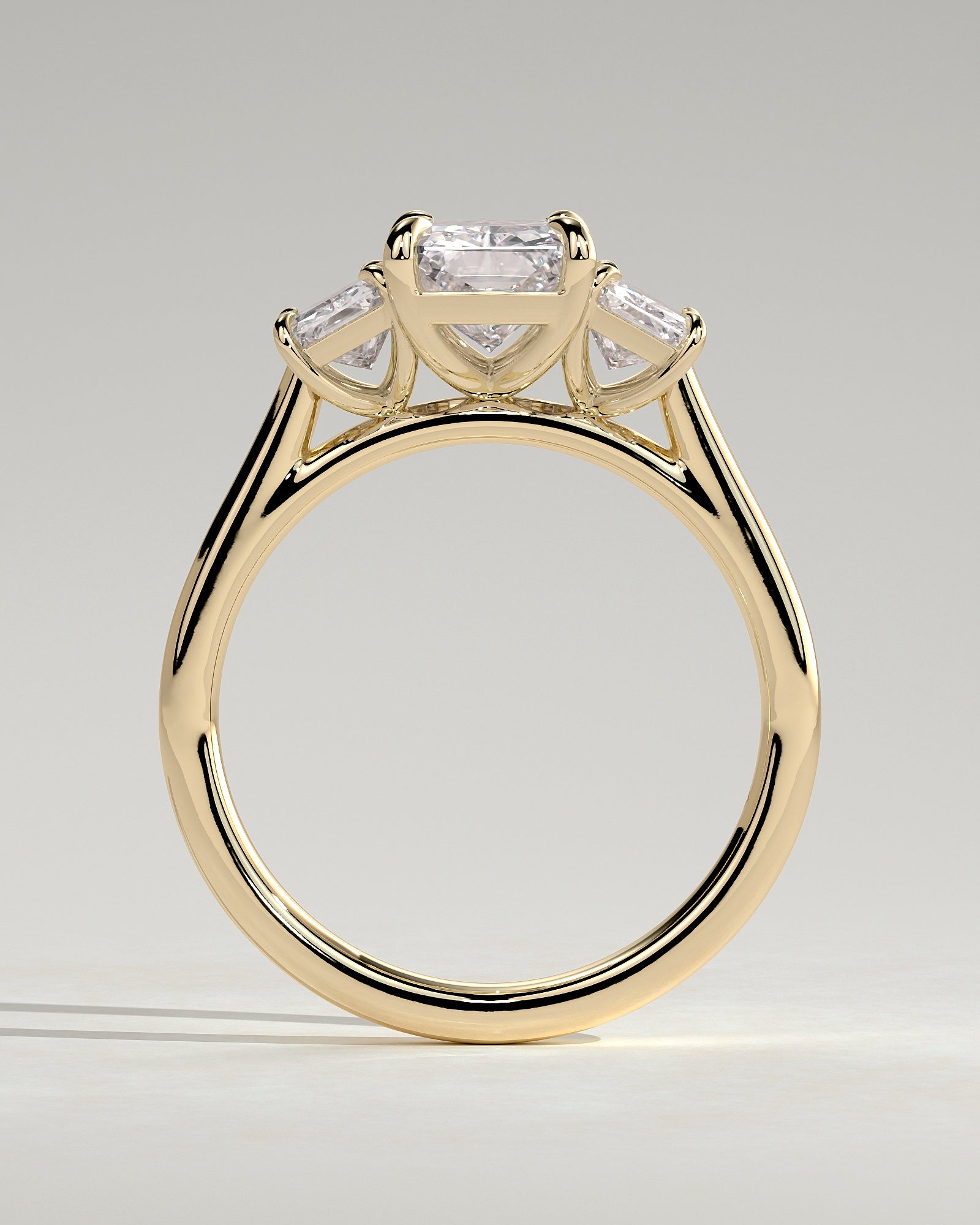 Radiant Three Stones Lab Grown Diamond Engagement Ring