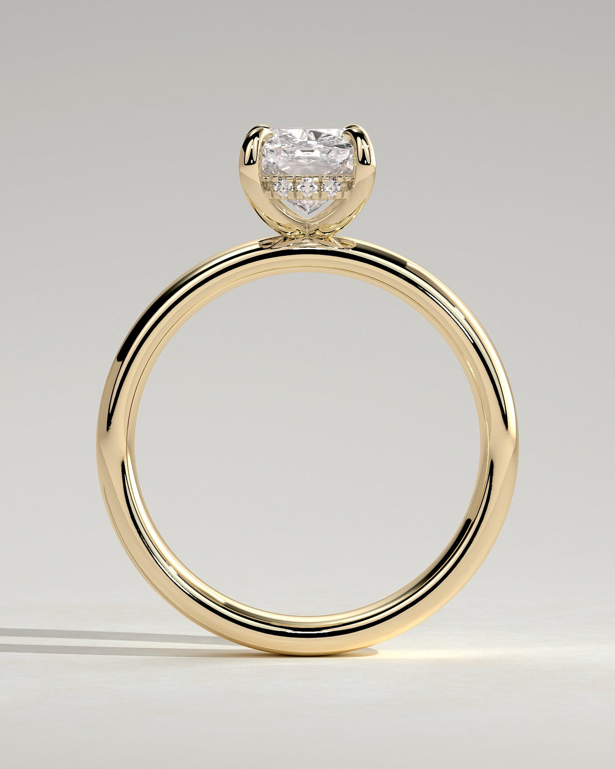 Elongated Cushion Hidden Halo Lab Grown Diamond Engagement Ring