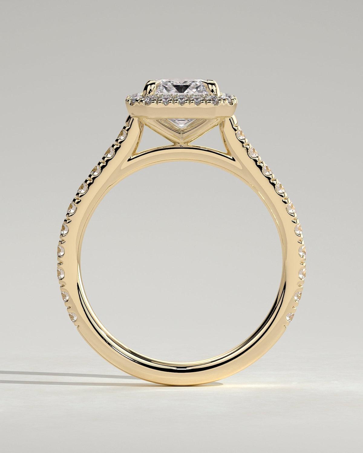 Emerald Halo and Pave Lab Grown Diamond Engagement Ring