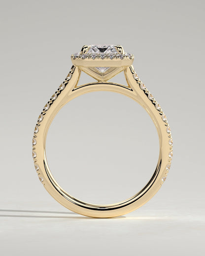 Emerald Halo and Pave Lab Grown Diamond Engagement Ring