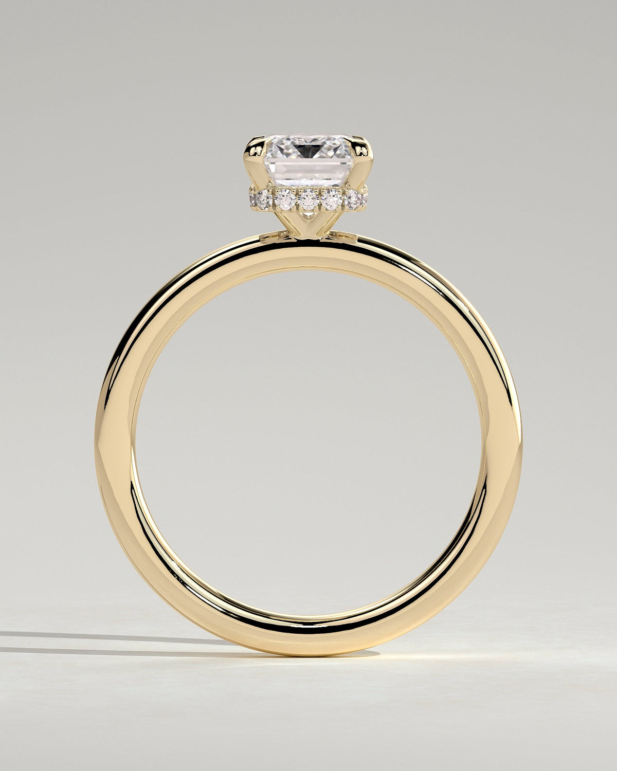Emerald Hidden Halo Lab Grown Diamond Engagement Ring