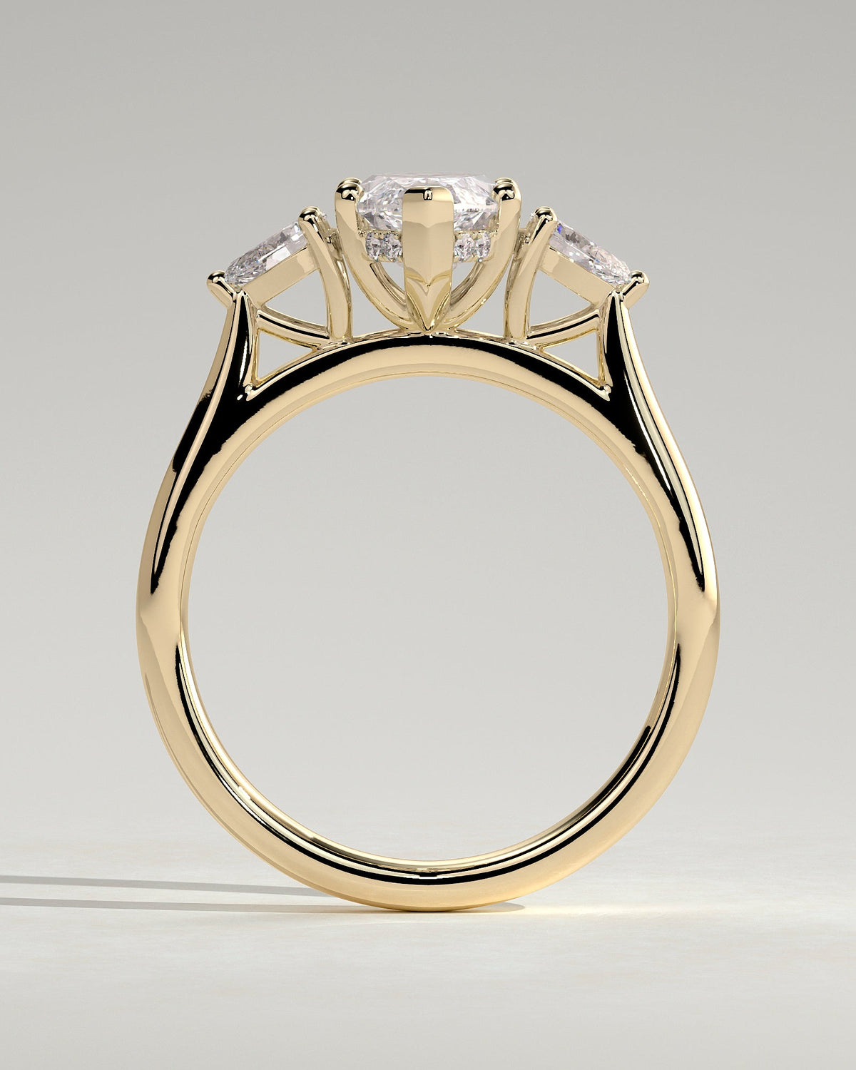 Marquise Three Stones & Hidden Halo Lab Grown Diamond Engagement Ring