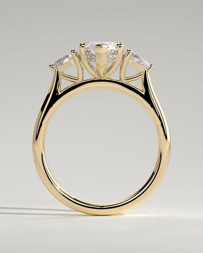 Marquise Three Stones & Hidden Halo Lab Grown Diamond Engagement Ring