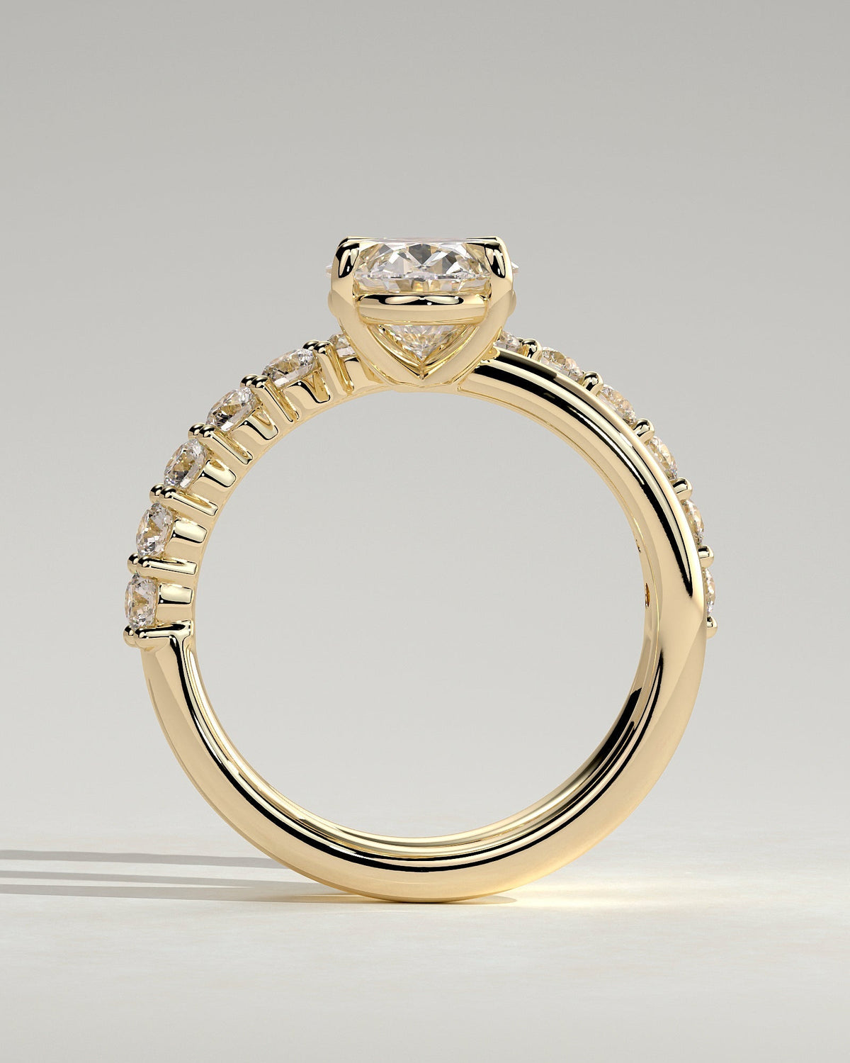Oval Double Swirl Pave Shank Lab Grown Diamond Engagement Ring