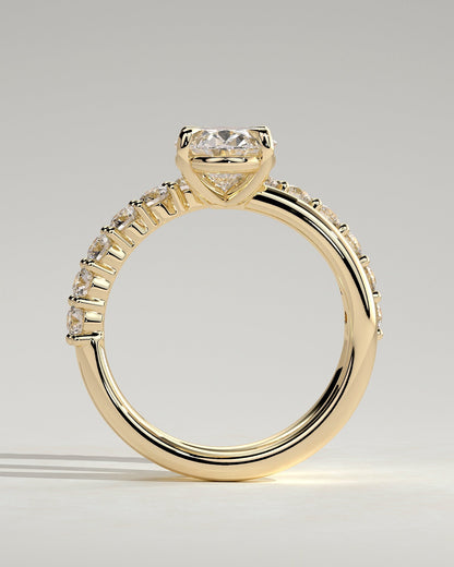 Oval Double Swirl Pave Shank Lab Grown Diamond Engagement Ring