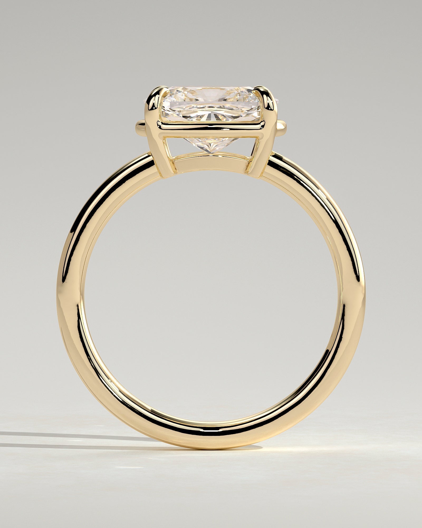 Elongated Cushion East West Solitaire Lab Grown Diamond Engagement Ring