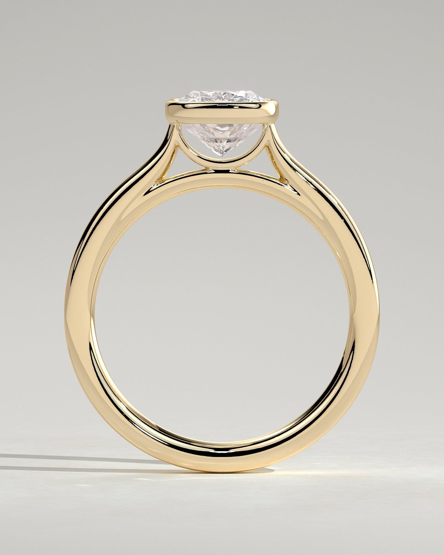 Elongated Cushion Bezel Solitaire Lab Grown Diamond Engagement Ring