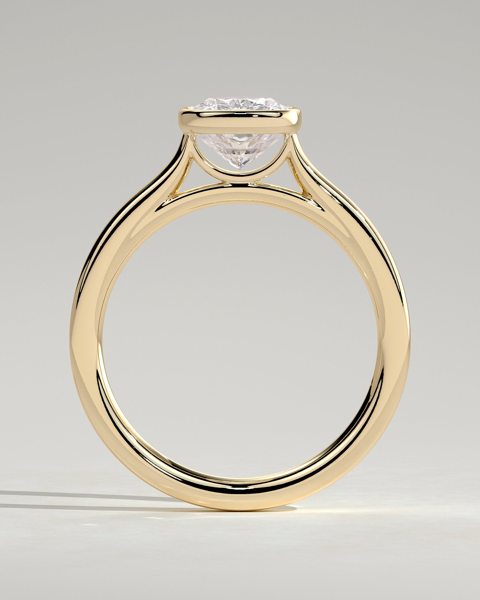 Elongated Cushion Bezel Solitaire Lab Grown Diamond Engagement Ring
