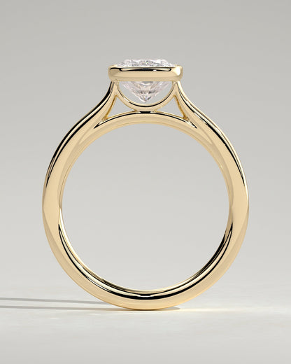 Elongated Cushion Bezel Solitaire Lab Grown Diamond Engagement Ring