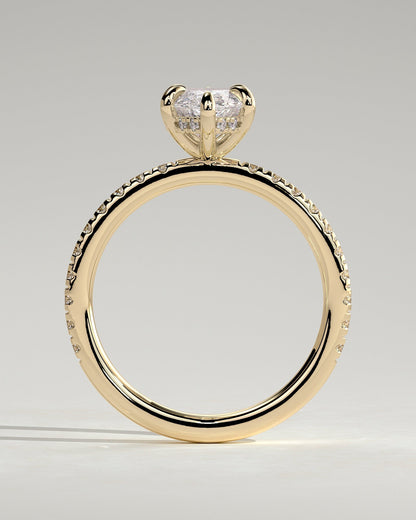 Marquise Pave and Hidden Halo Lab Grown Diamond Engagement Ring
