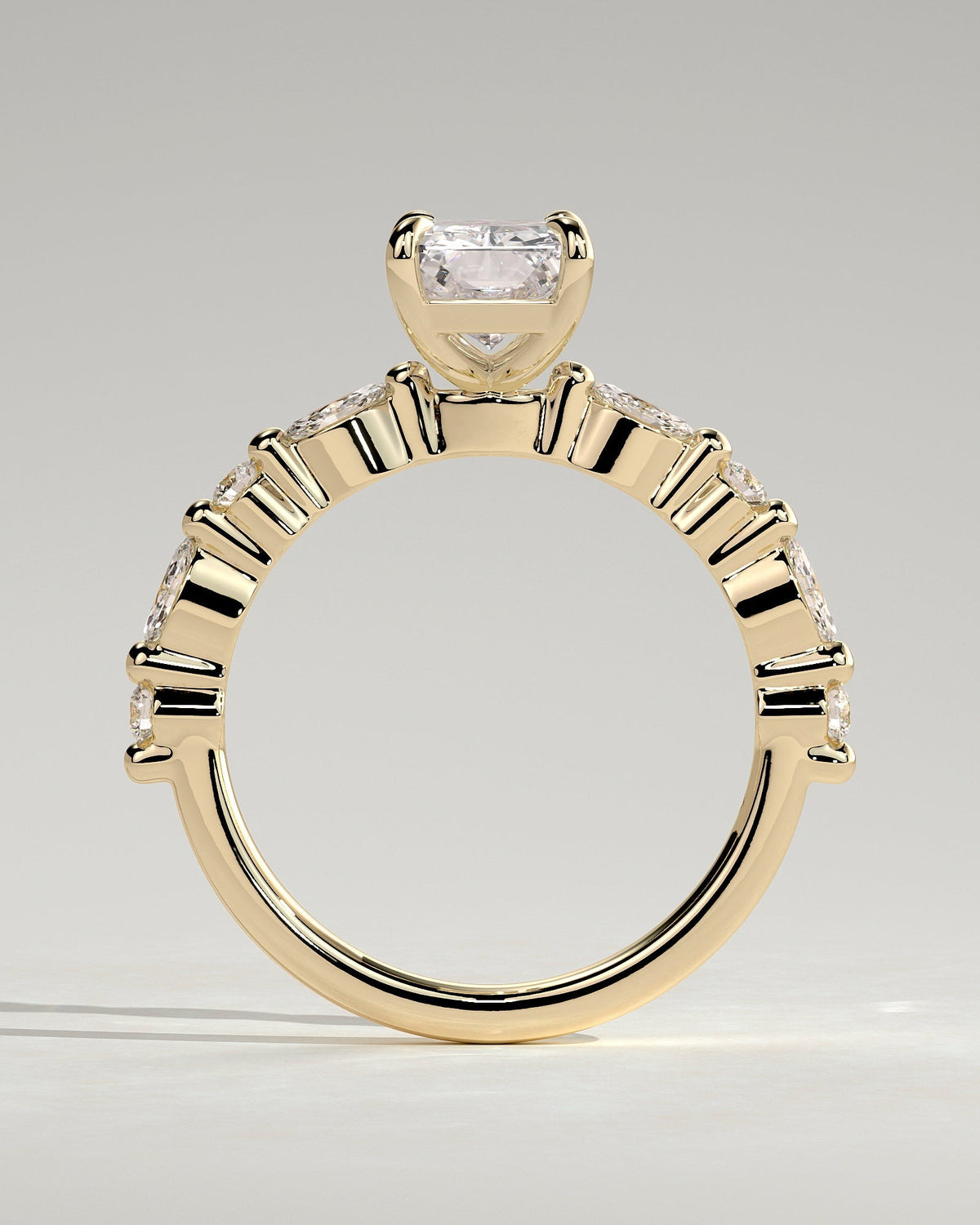 Radiant Alternating Pave Lab Grown Diamond Engagement Ring