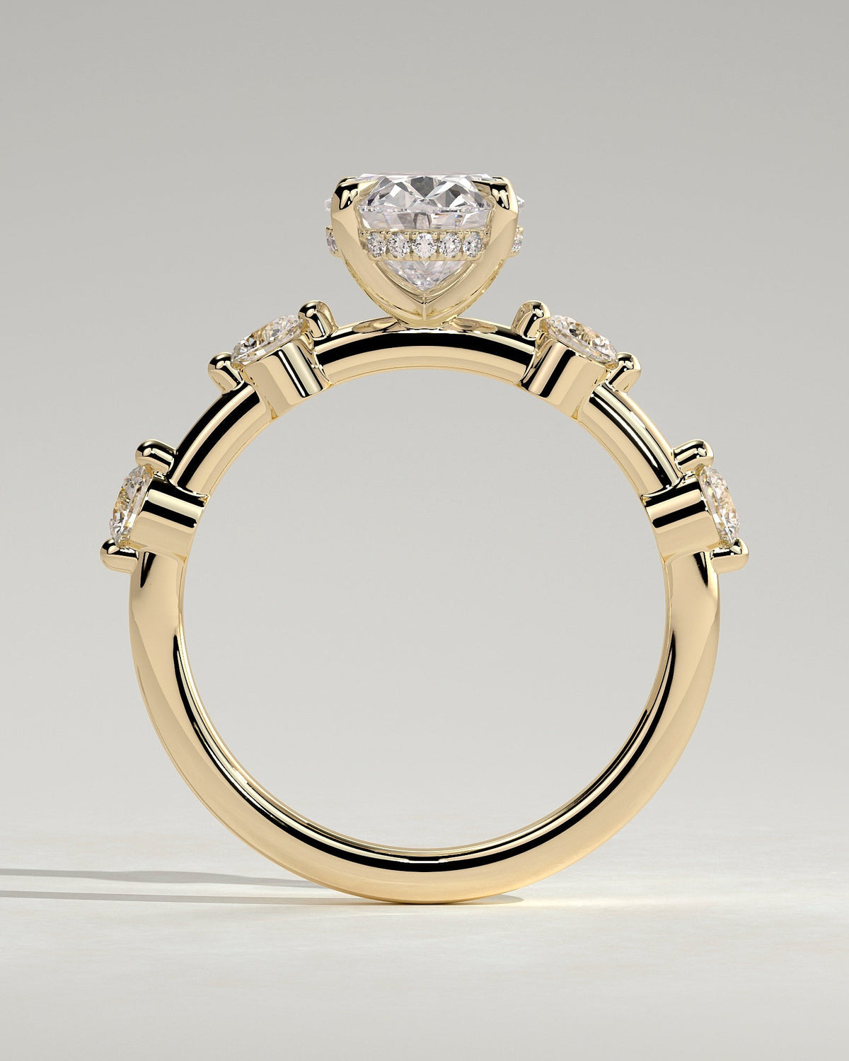 Oval Hidden Halo and Dainty Pave Lab Grown Diamond Engagement Ring