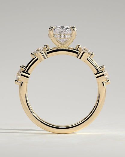 Oval Hidden Halo and Dainty Pave Lab Grown Diamond Engagement Ring