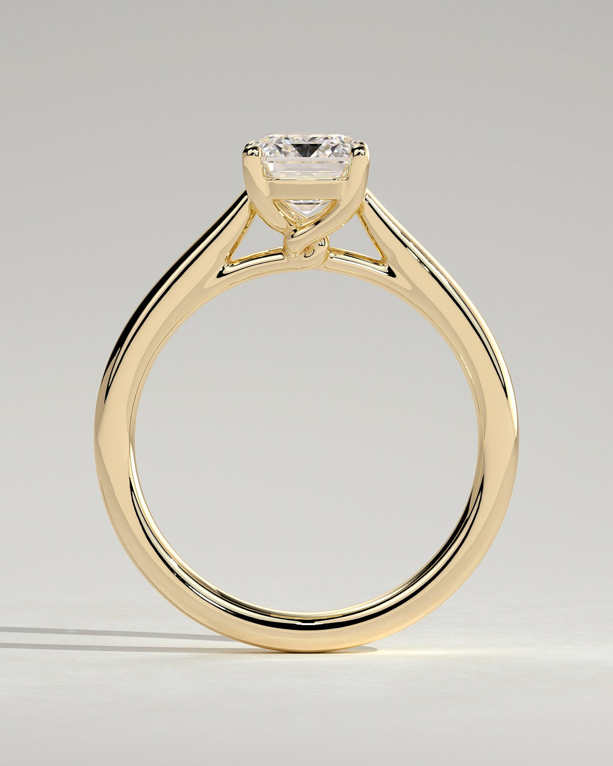 Emerald Solitaire & Cathedral Lab Grown Diamond Engagement Ring