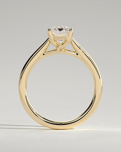 Emerald Solitaire & Cathedral Lab Grown Diamond Engagement Ring