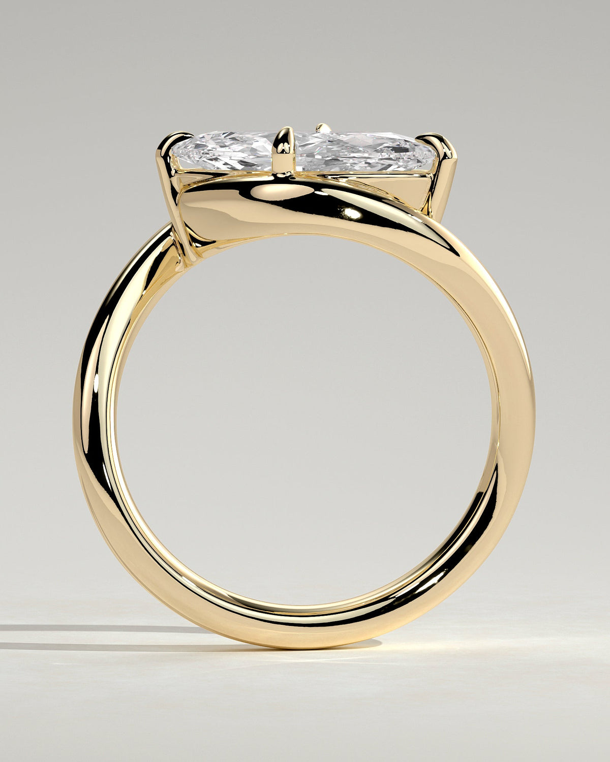 Marquise Swirl Solitaire Lab Grown Diamond Engagement Ring