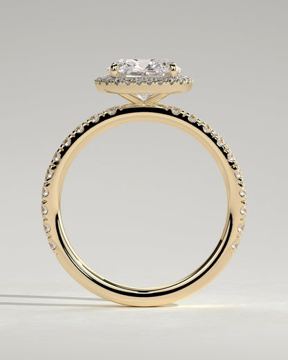 Cushion Halo and Pave Lab Grown Diamond Engagement Ring