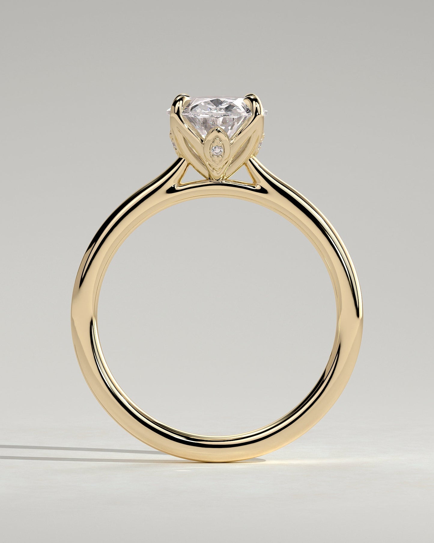Oval Solitaire With Tulip Prongs Lab Grown Diamond Engagement Ring