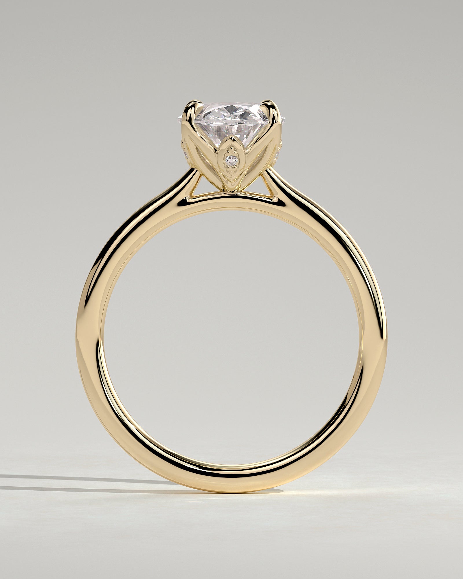 Oval Solitaire With Tulip Prongs Lab Grown Diamond Engagement Ring