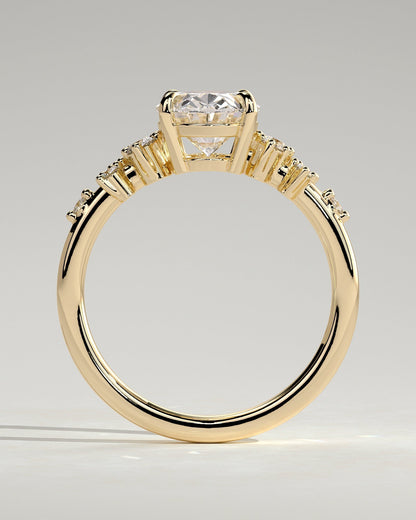Oval Cluster Lab Grown Diamond Engagement Ring