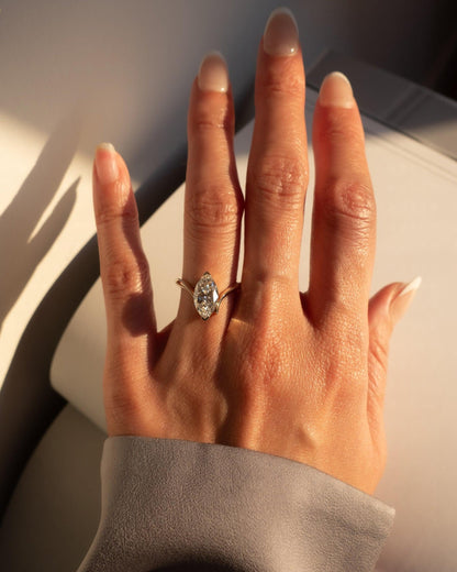 2 CT Marquise Unique Swirl Solitaire Lab Grown Engagement Ring