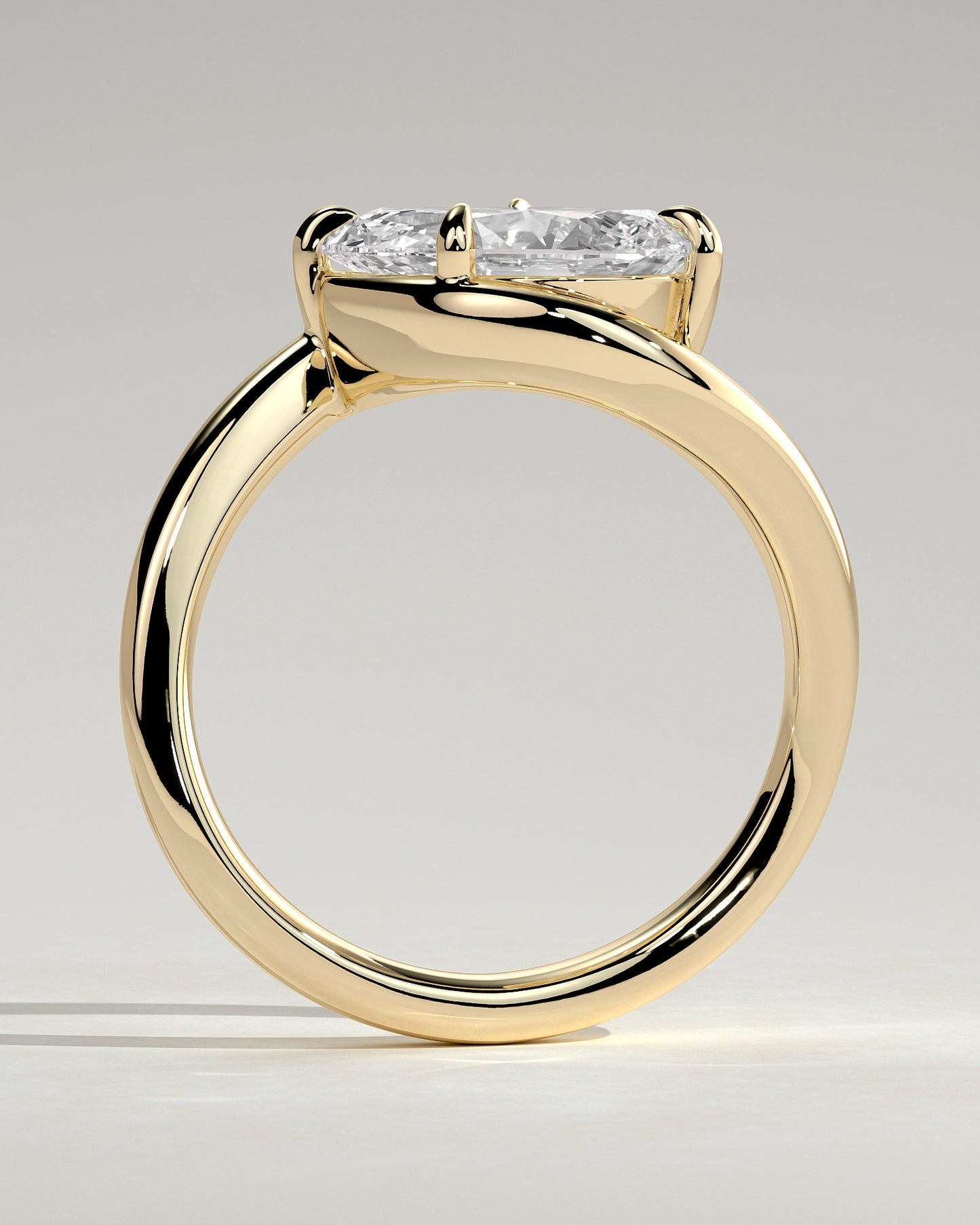 Pear Swirl Solitaire Lab Grown Diamond Engagement Ring