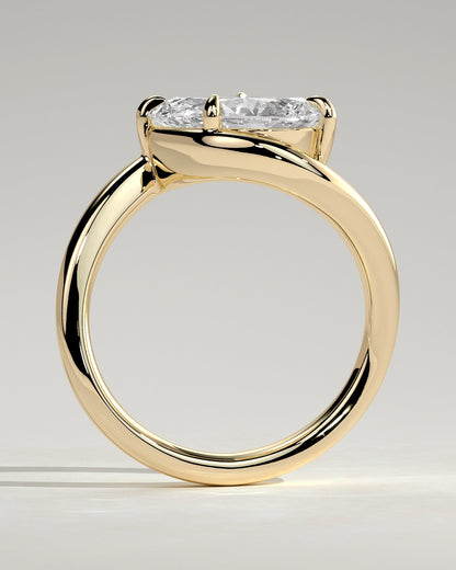 Pear Swirl Solitaire Lab Grown Diamond Engagement Ring