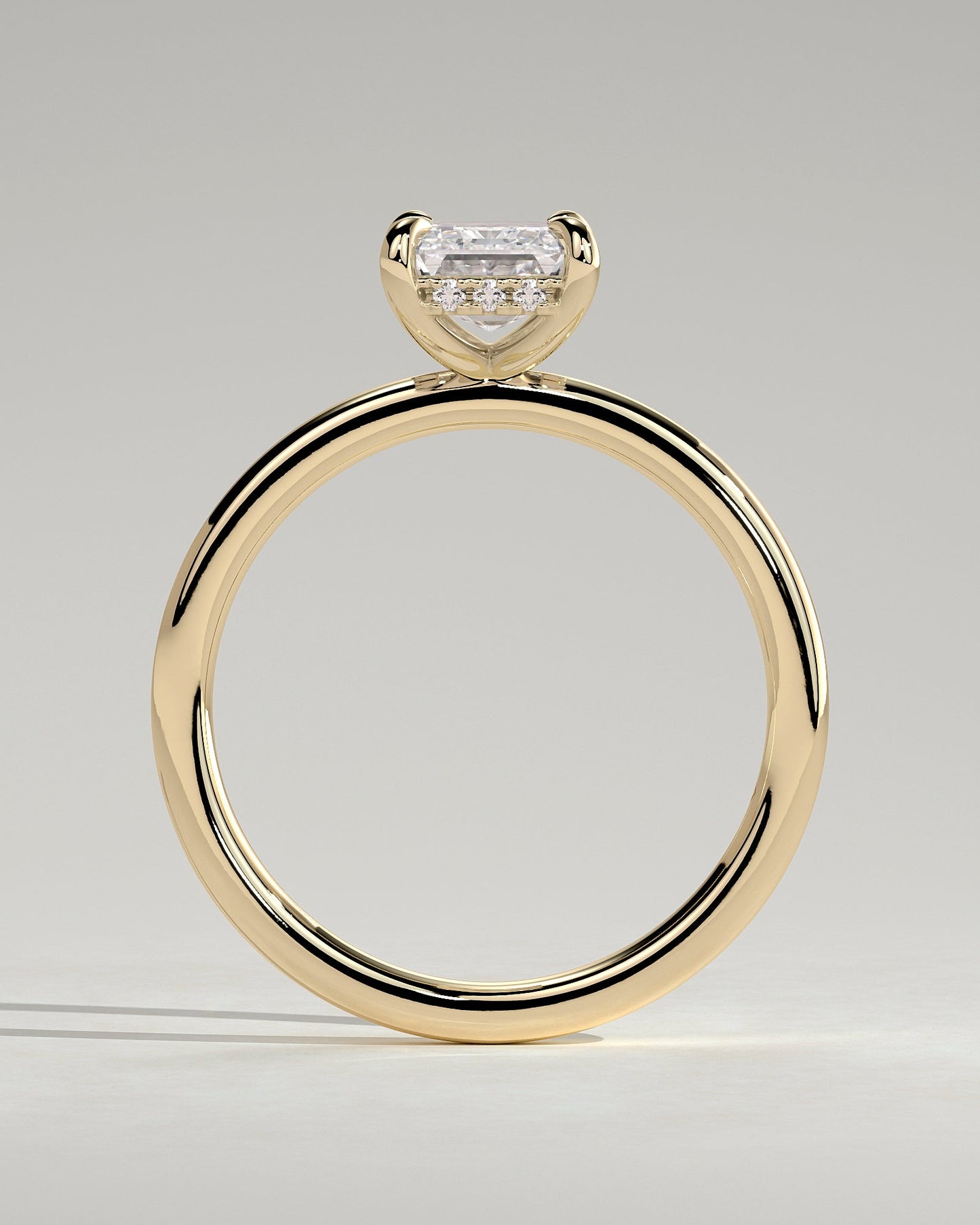 Emerald Hidden Halo Lab Grown Diamond Engagement Ring