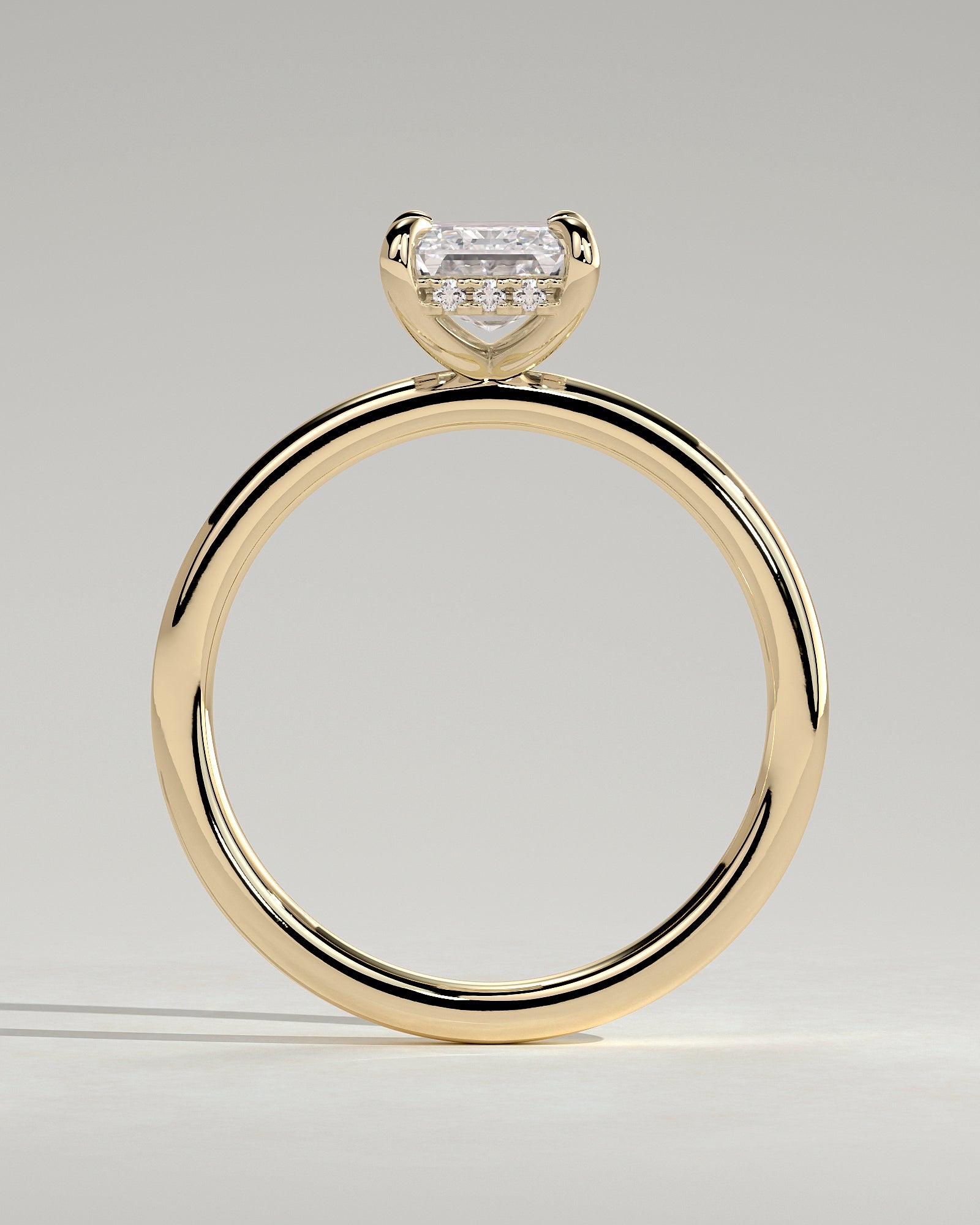 Emerald Hidden Halo Lab Grown Diamond Engagement Ring