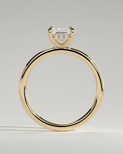 Emerald Hidden Halo Lab Grown Diamond Engagement Ring