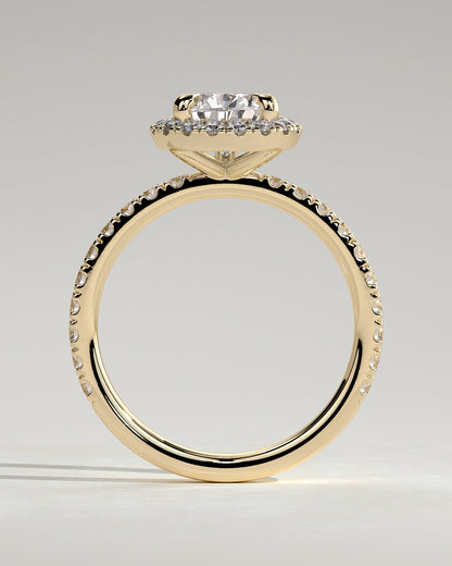 Pear Halo and Pave Lab Grown Diamond Engagement Ring