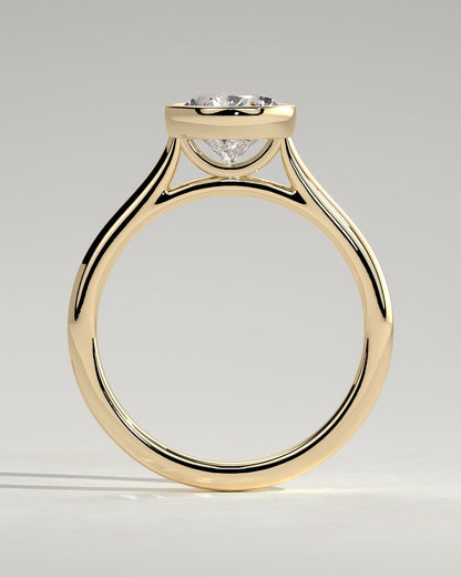Pear Solitaire Bezel Lab Grown Diamond Engagement Ring