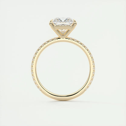 2.08 CT Princess Solitaire Pave Moissanite Engagement Ring 14