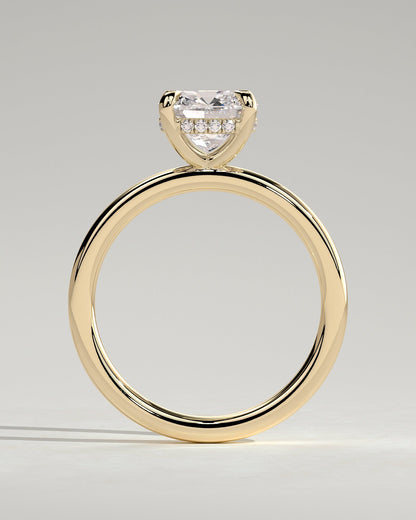 Cushion Hidden Halo Lab Grown Diamond Engagement Ring
