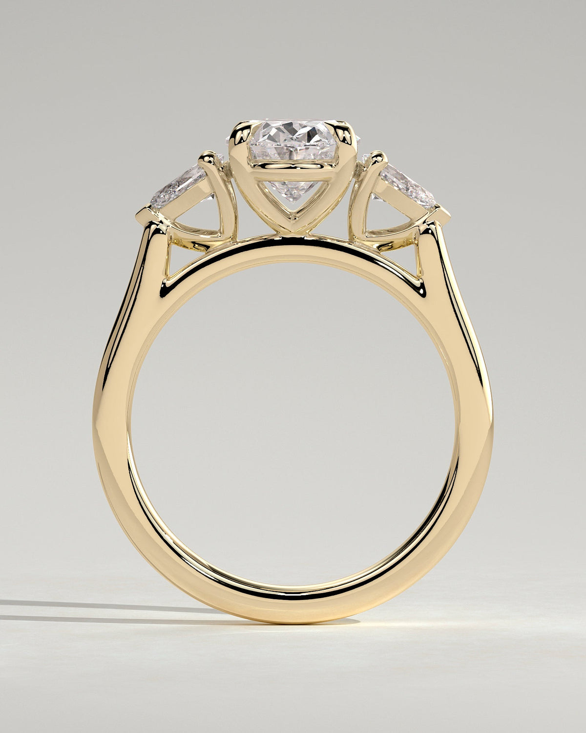 Oval Three Stones Lab Grown Diamond Engagement Ring