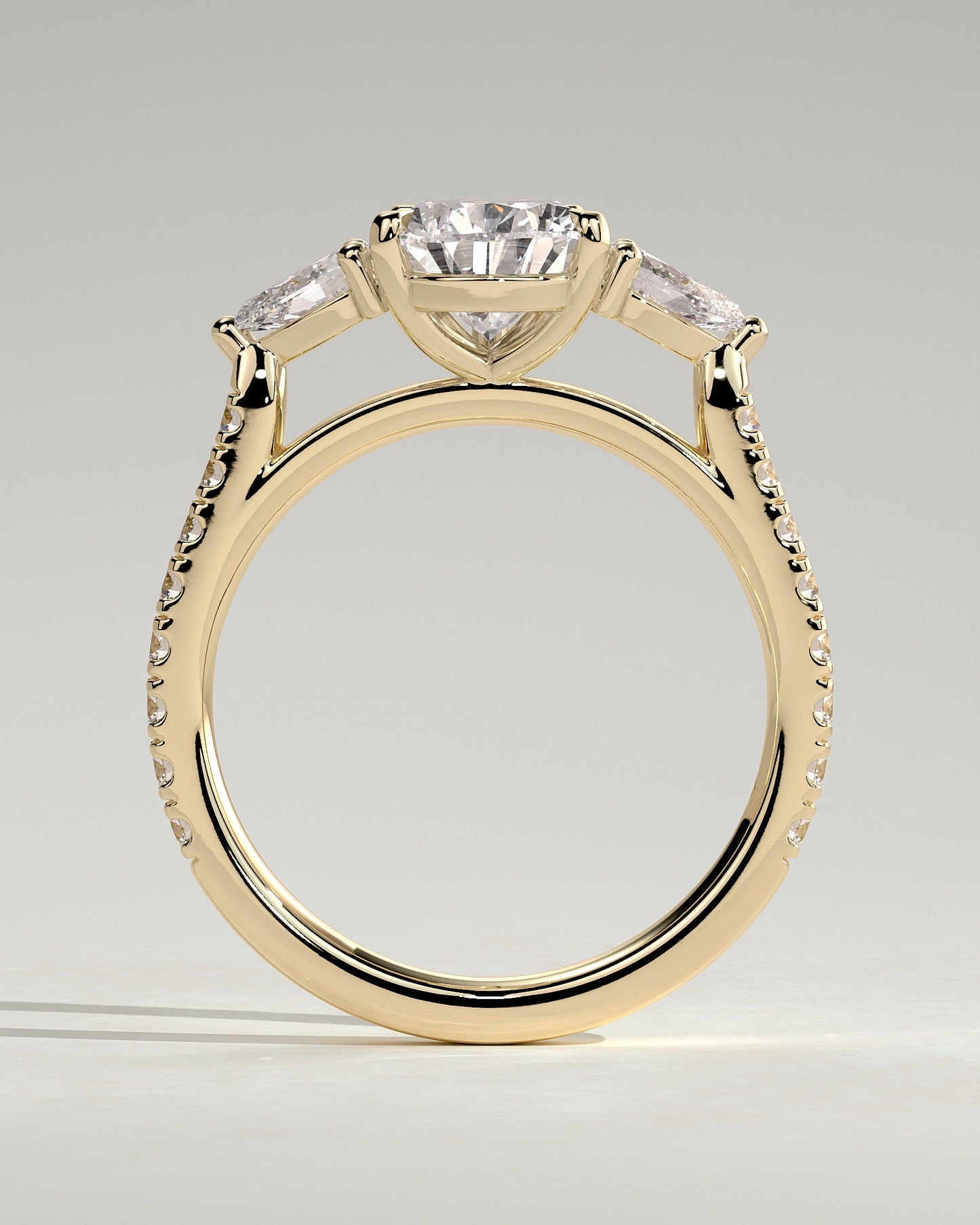 Pear Pave and Three Stones Lab Grown Diamond Engagement Ring