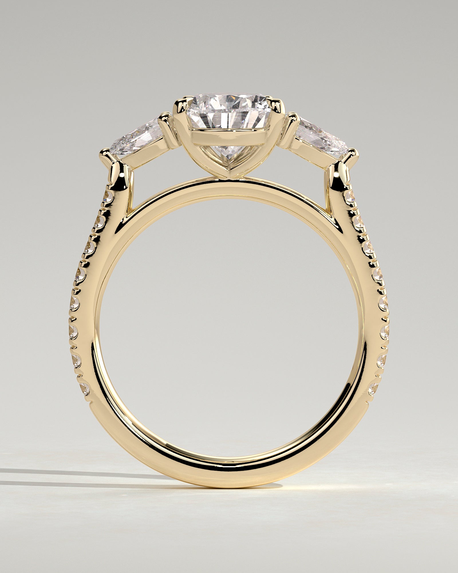 Pear Pave and Three Stones Lab Grown Diamond Engagement Ring