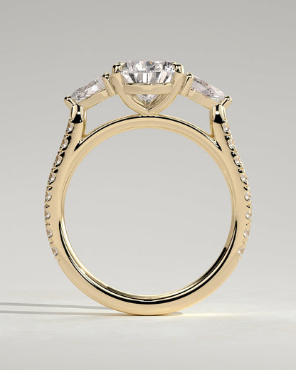 Pear Pave and Three Stones Lab Grown Diamond Engagement Ring