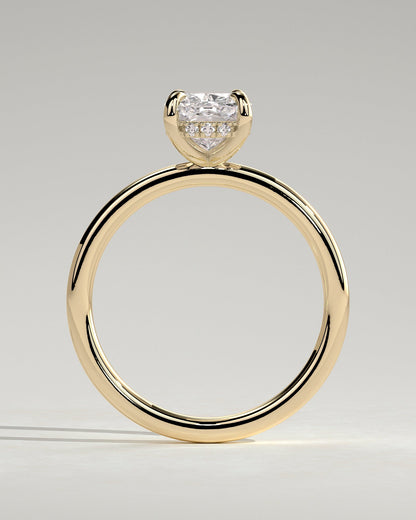 Elongated Cushion Hidden Halo Lab Grown Diamond Engagement Ring