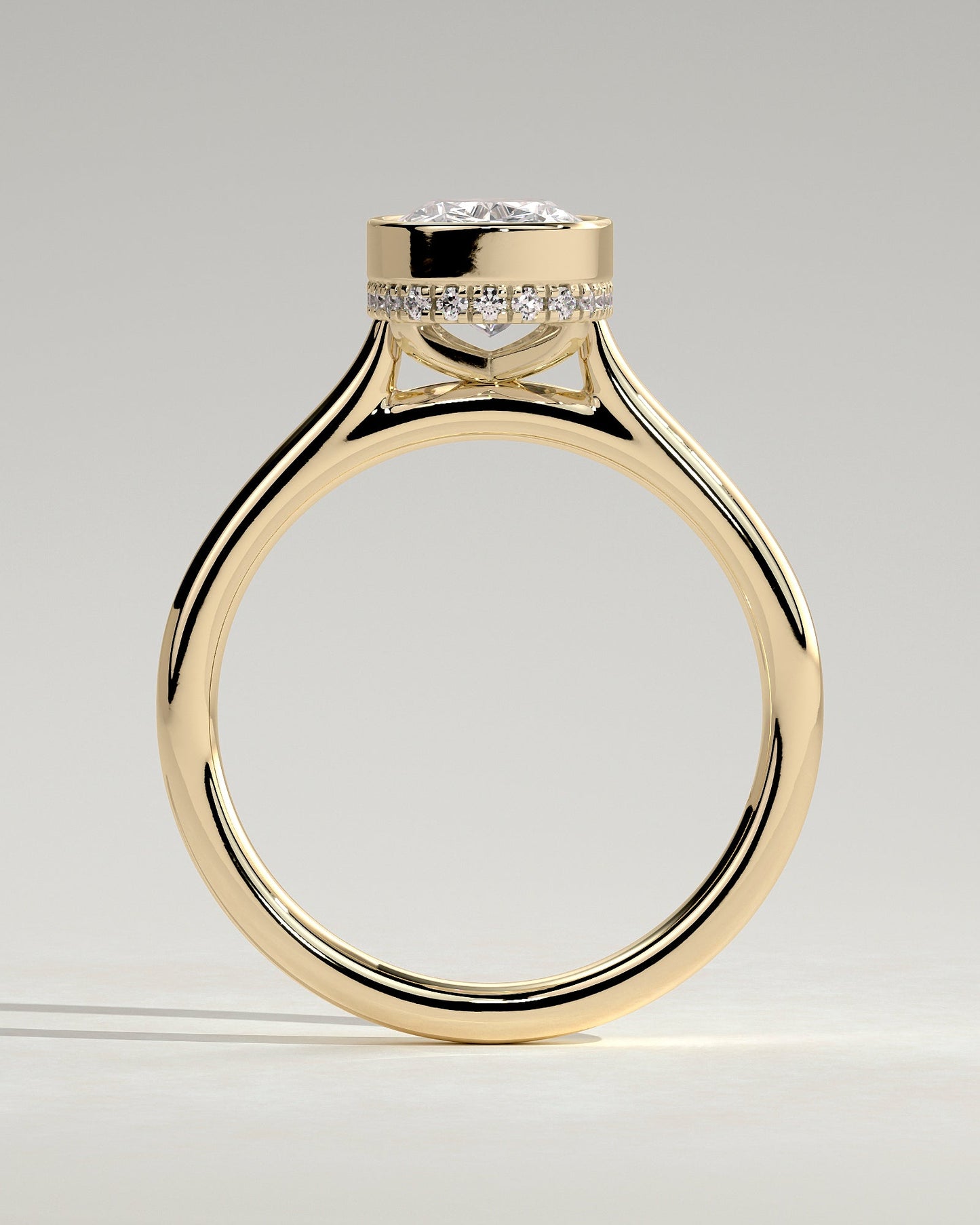 Elongated Cushion Bezel & Hidden Halo Lab Grown Diamond Engagement Ring