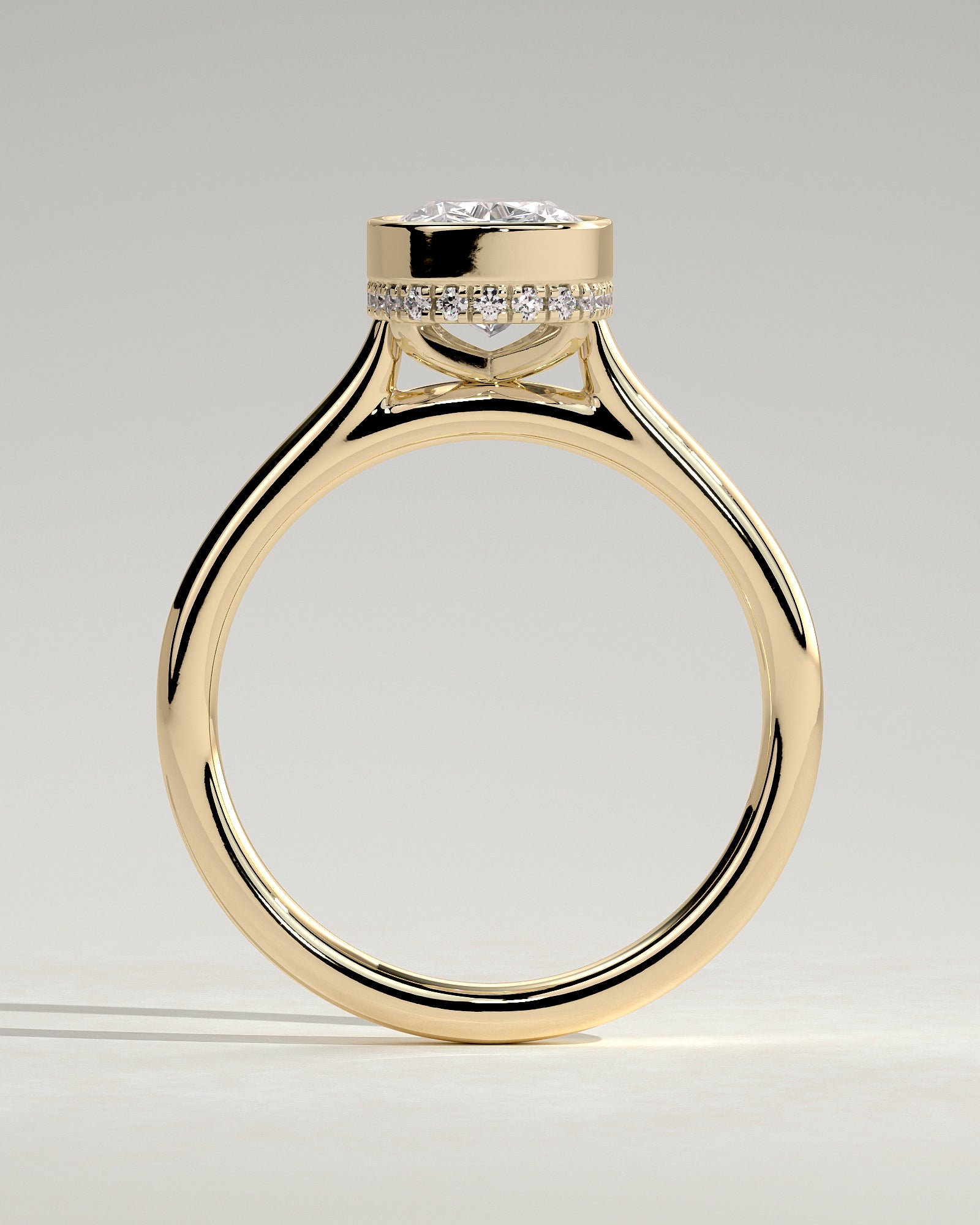 Elongated Cushion Bezel & Hidden Halo Lab Grown Diamond Engagement Ring