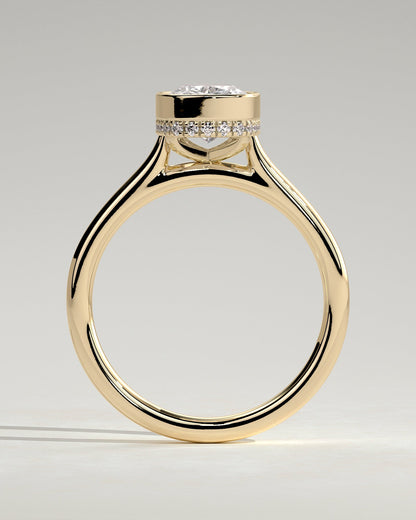 Elongated Cushion Bezel & Hidden Halo Lab Grown Diamond Engagement Ring