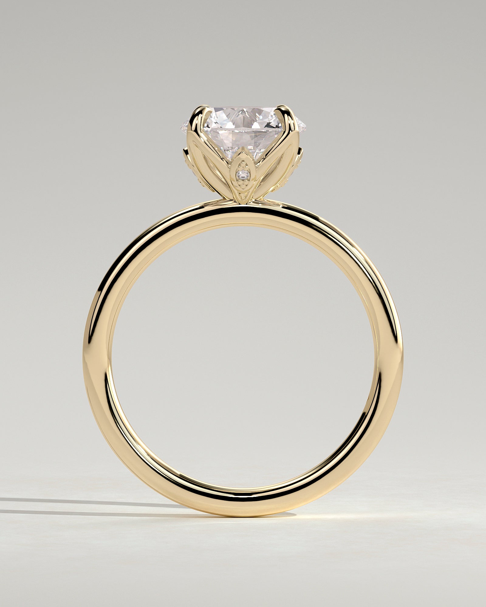 Round Solitaire With Tulip Prongs Lab Grown Diamond Engagement Ring