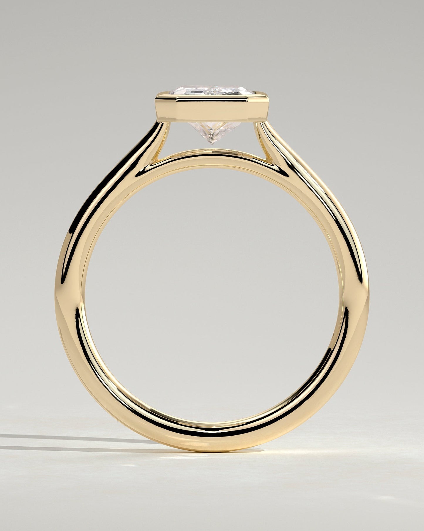 Radiant Bezel Solitaire Lab Grown Diamond Engagement Ring