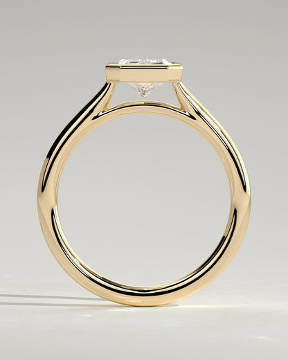 Radiant Bezel Solitaire Lab Grown Diamond Engagement Ring