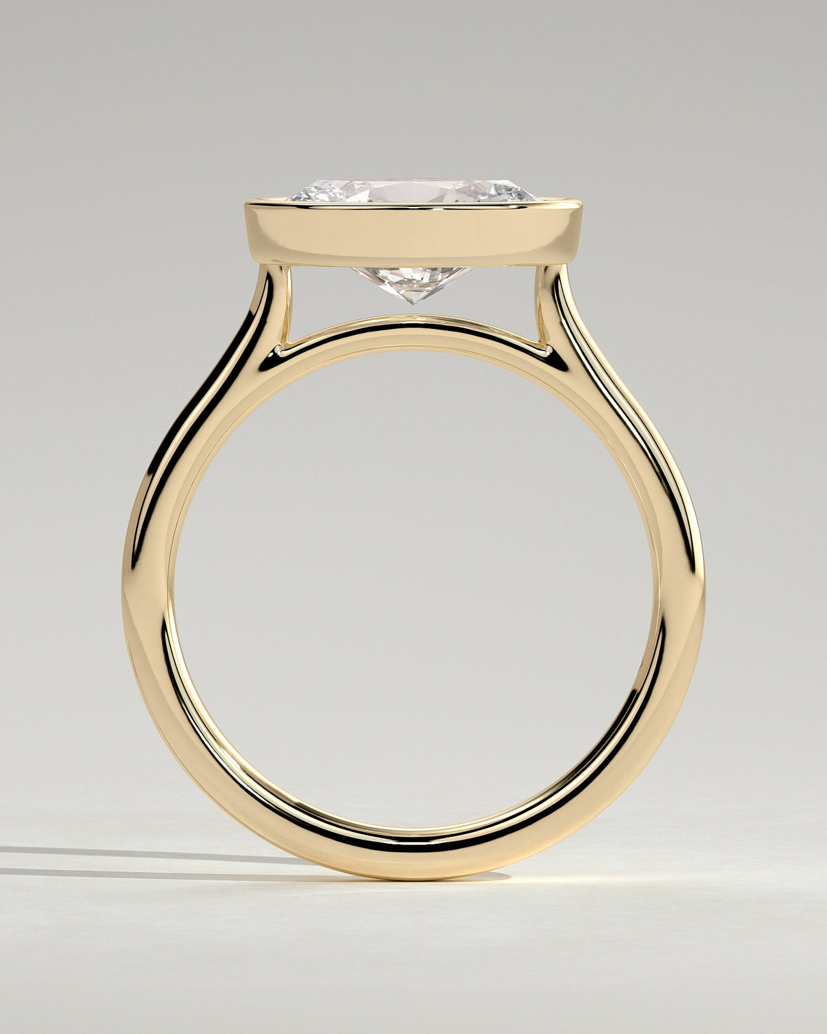 Oval Bezel East West Solitaire Lab Grown Diamond Engagement Ring